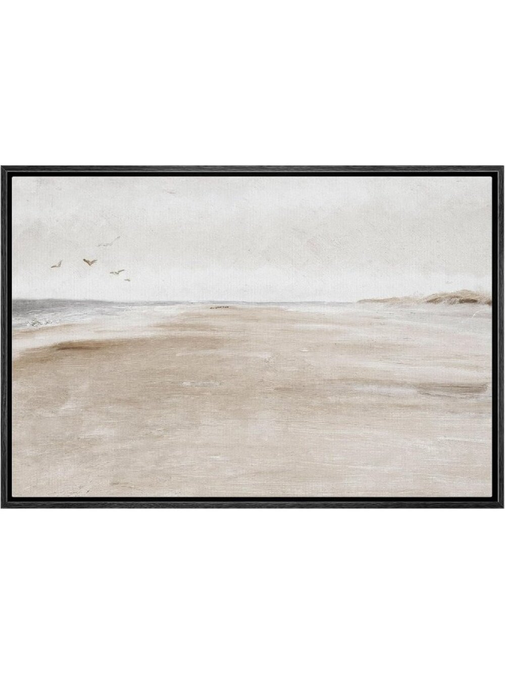 Coastal Landscape Canvas Wall Art - Sandy Beach Nature Print, 24"x36", Zen Decor